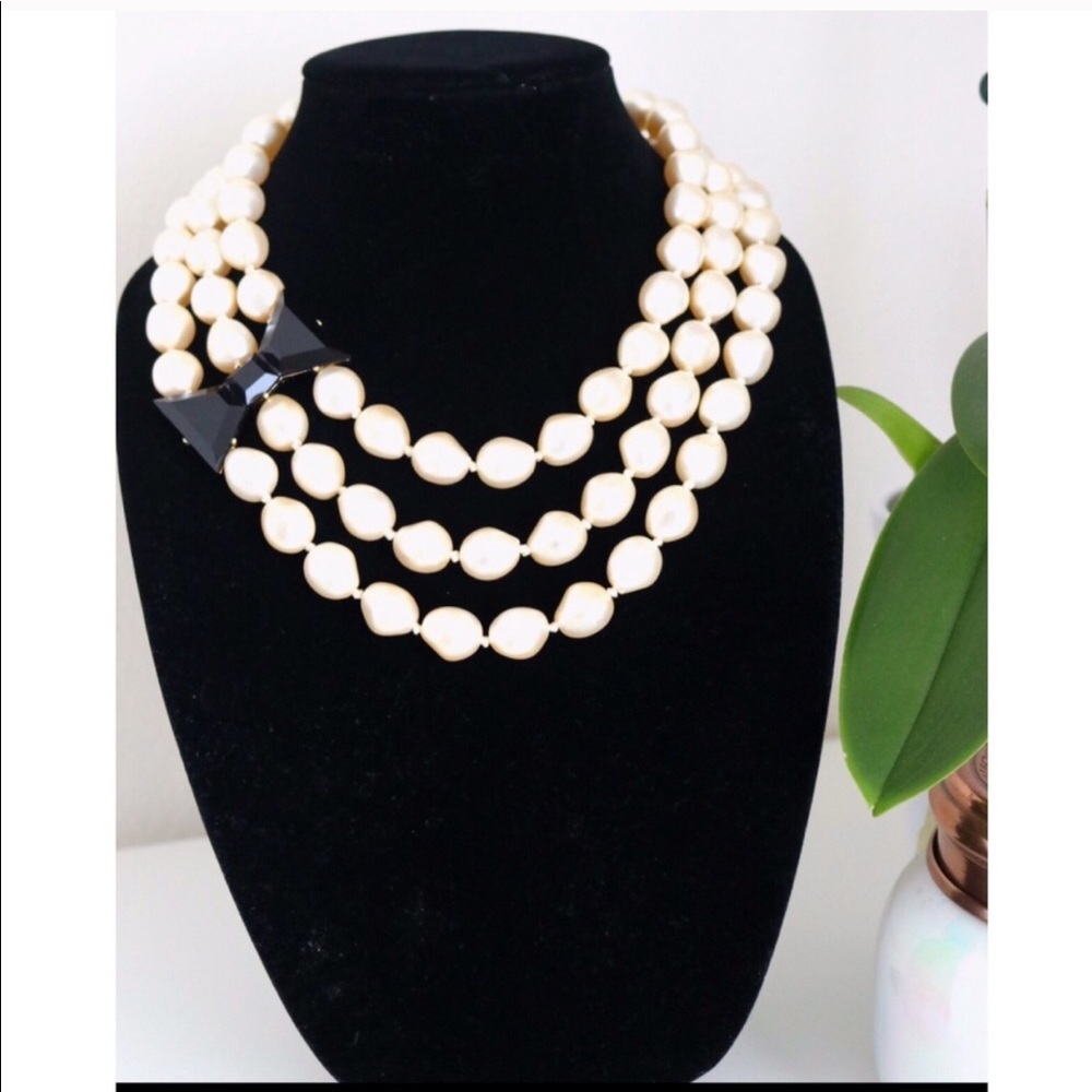 Three layers Imitate Pearl Statement Necklace